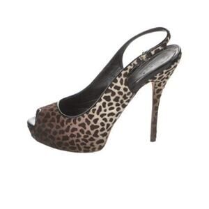 Authentic Gucci Calf Hair Animal Print Slingback Pumps Sz 39.5 (9.5)